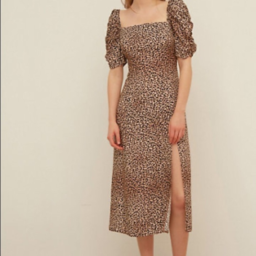 NWOT Leopard Print Midi Tea dress/ UK12/US8 - Picture 2 of 12